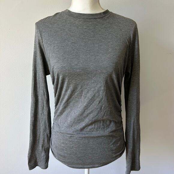 Theory Tops - Theory Dark Gray Cotton Longsleeve Cinched Side Closet Staple Small